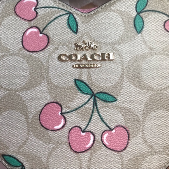 🍒❤️ Heart Crossbody In Signature Canvas With Heart Cherry Print - Picture 13 of 16